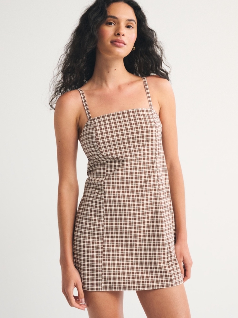 Abercrombie & Fitch Brown Plaid Mini Dress